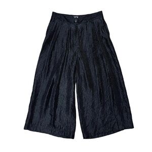 Samuel Dong Palazzo Pants Women's Size Large Black Silky‎ Vintage Wide Leg Flowy